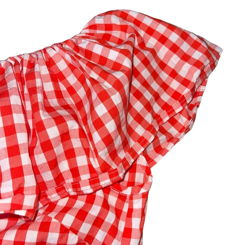 J. Crew One Shoulder Gingham Blouse - Picture 2 of 7
